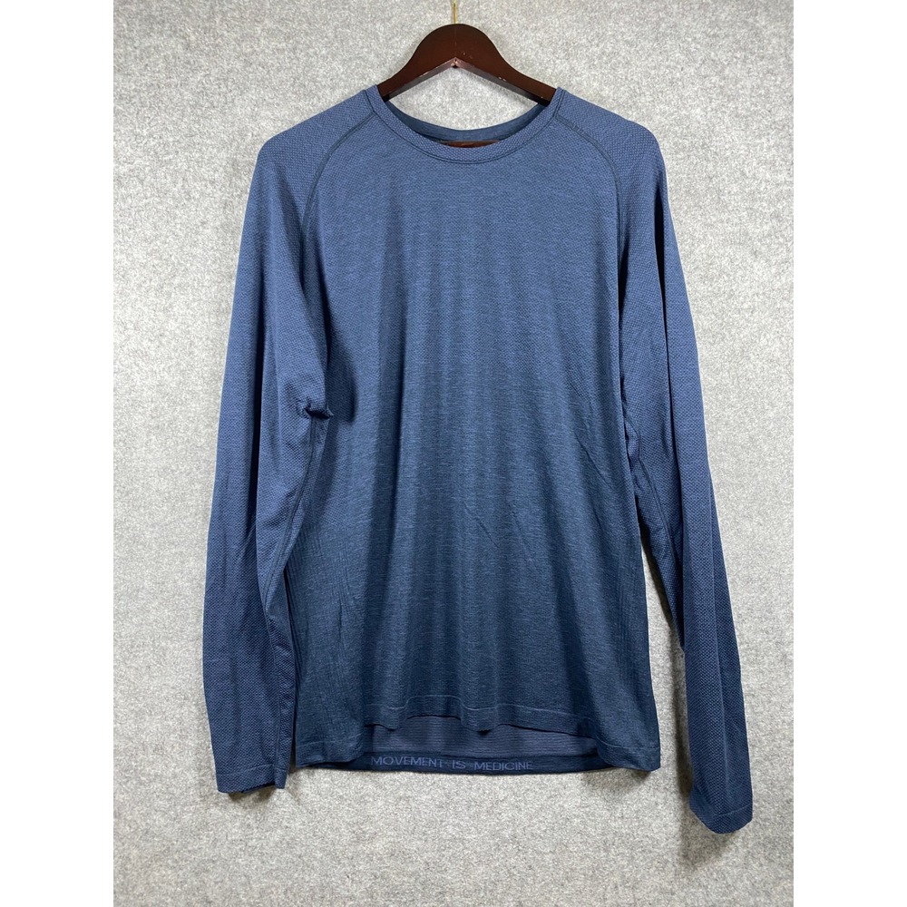 Lululemon Metal Vent Tech Long Sleeve‎ Shirt Mens Navy Blue Movement Is Medicine